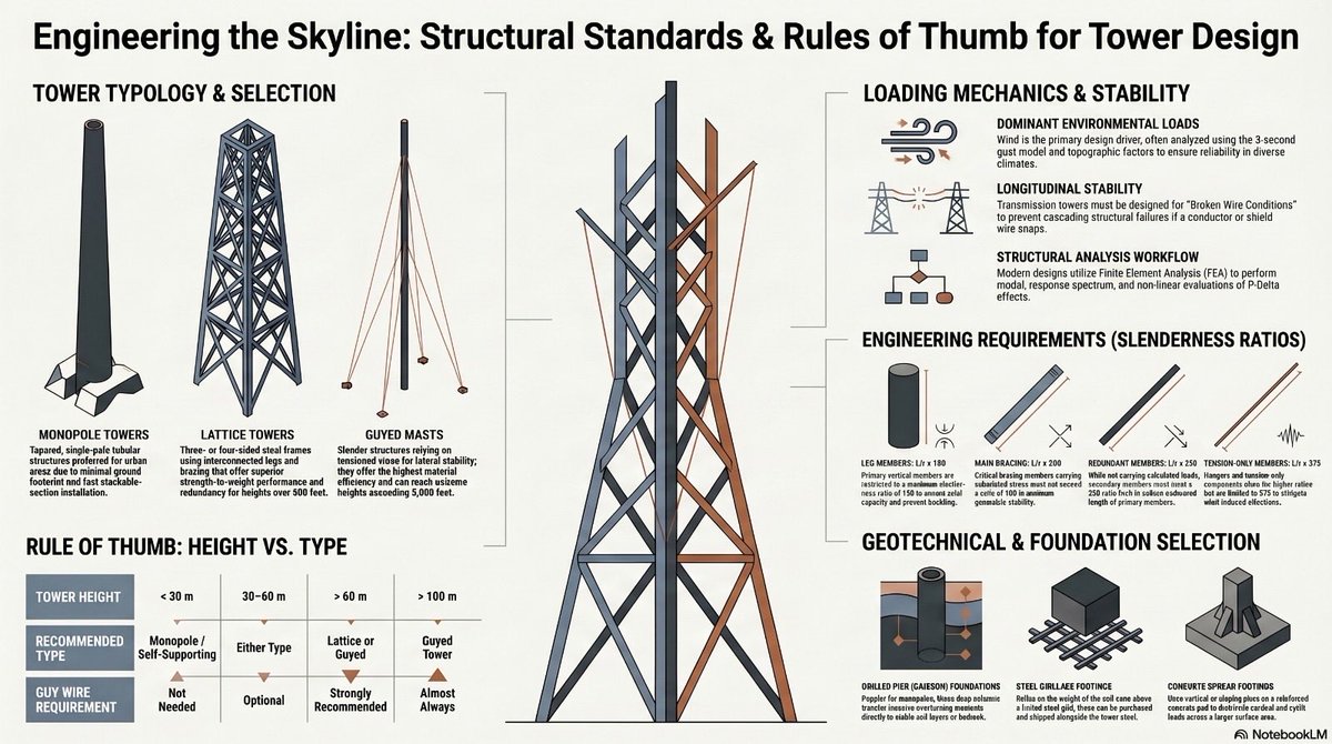 inhinyerangsbl's tweet image. Telecommunications Tower Design

Structural standards and rule of thumb
#structuraldesign #structuralengineering #engineering
#viral #towers #design #civilengineering #ai