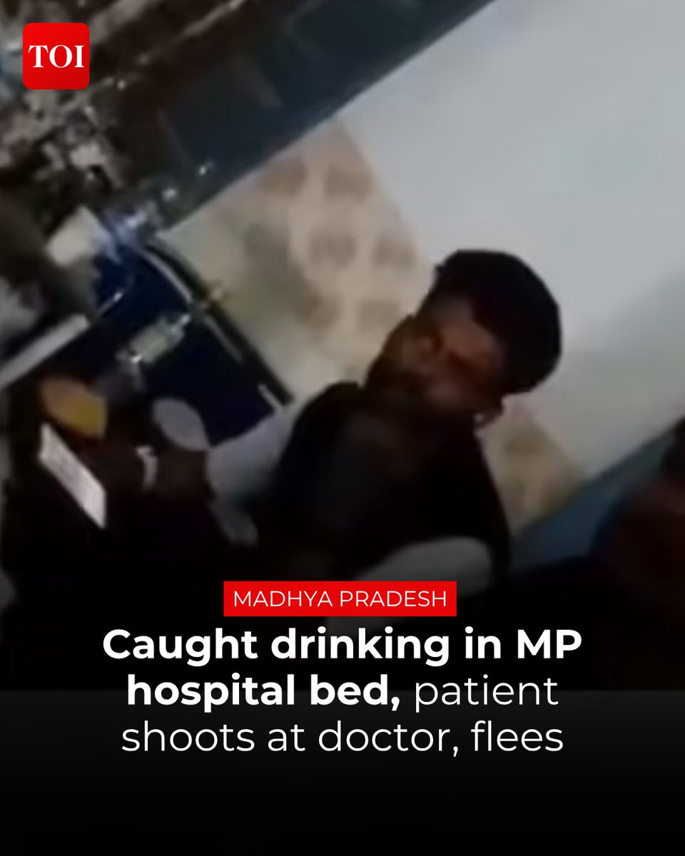 timesofindia's tweet image. #MadhyaPradesh | A 23-year-old #patient at a community health centre in #Satna allegedly opened fire at a doctor after being caught drinking on his #hospital bed. The patient, identified as Shivam Dwivedi, then fled the scene on a bike. The incident has raised serious security