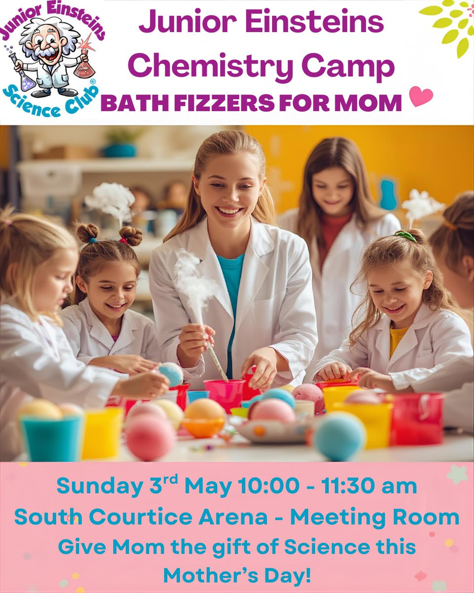 JEontario's tweet image. Junior Einsteins Chemists Mother's Day Science Camp!

📍South Courtice Arena - Meeting Room, Sunday 3rd May, 10:00am - 11:30am!

#JuniorEinsteins #ScienceClub #STEM #Science #KidsCamps #claringtonontario #oshawaontario #courticeontario #portperryontario #bowmanvilleontario