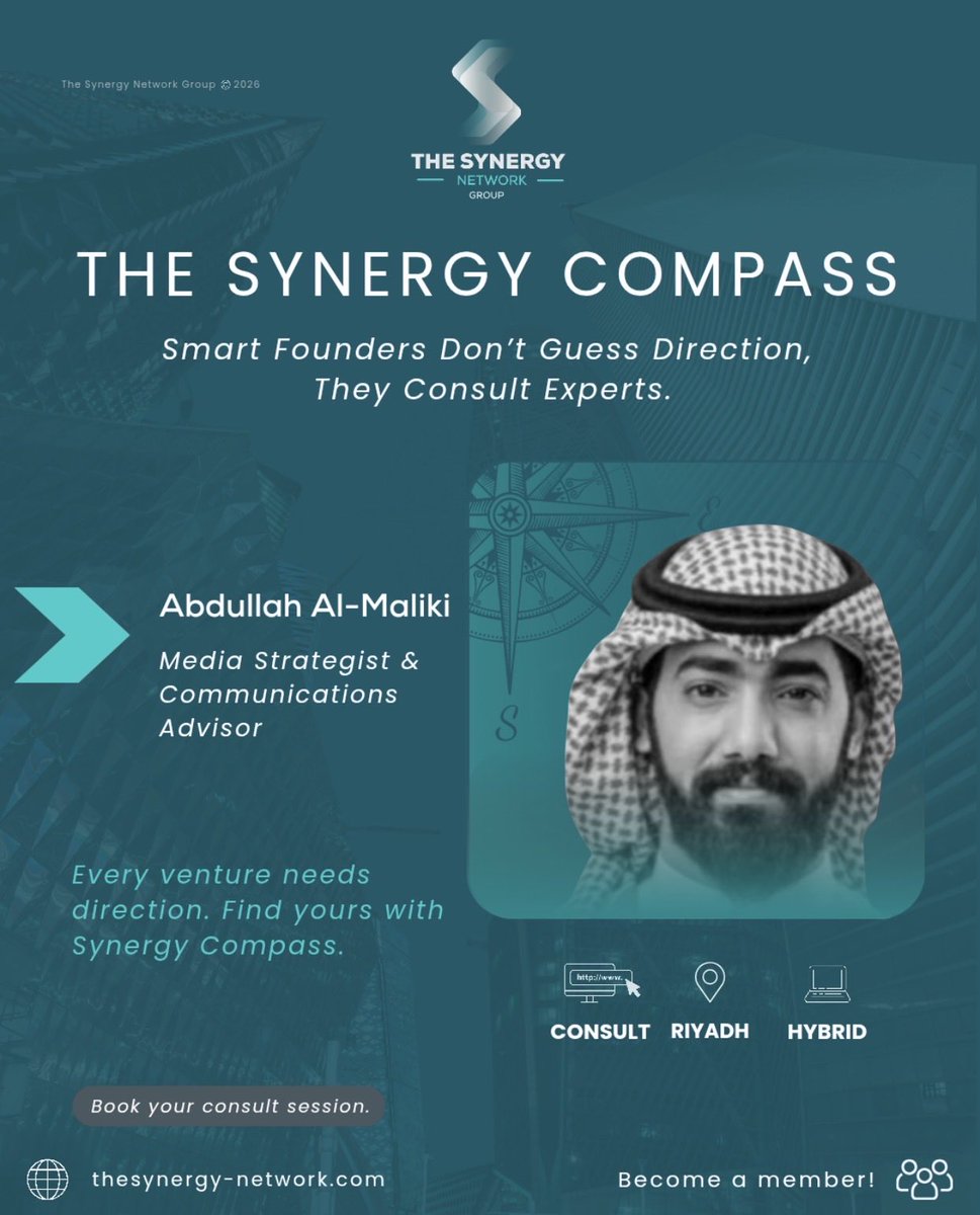 ak199A's tweet photo. يسعدني الإنضمام إلى فريق 
Synergy Compass. 
والعمل مع نخبة مميزة تؤمن بأن قوة الفكرة تبدأ من وضوح رسالتها.

أؤمن أن الإعلام والتواصل لم يعدا مجرد أدوات داعمة، بل أصبحا عنصرًا أساسيًا في بناء المشاريع وصناعة التأثير الحقيقي.
والأجمل هو العمل جنبًا إلى جنب مع المؤسسين لتحويل رؤاهم إلى قصص ملهمة تصل بصدق إلى الجمهور والش��كاء والمستثمرين.

شكرًا لفريق The Synergy 
 The Synergy Network Group LLC  
@TheSynergyNG 
على هذه الثقة، ومتطلع لما سنصنعه معًا 
من نجاحات بإذن الله تعالى في المستقبل القريب