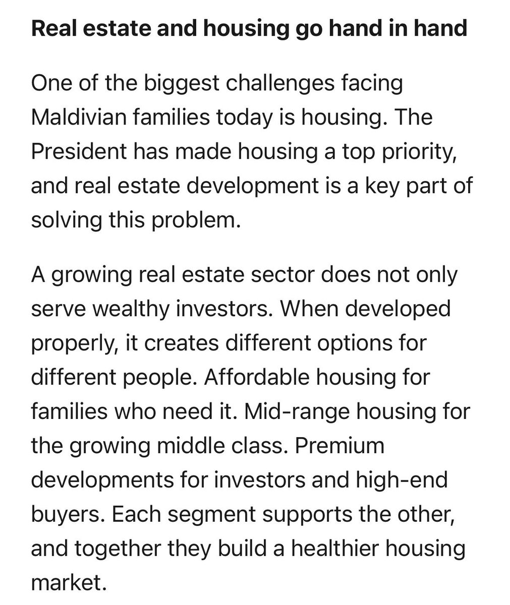 zooxter's tweet photo. Dear Minister Muththalib,
@muththo 

The biggest challenge facing Maldivian families is not housing. 

It’s inequality &amp; injustice.

The real estate that the gov is envisioning is to create gated communities for the elites or to enrich a few with the land that’s been reclaimed. https://t.co/J1jMpHlgPG