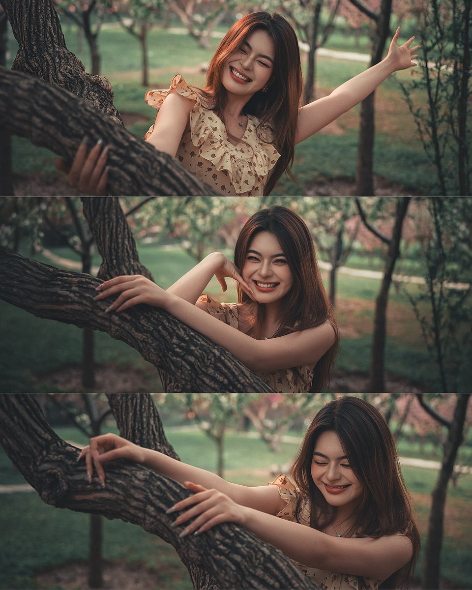 YusenHou's tweet image. 風把春天揉碎，我抱著樹，把快樂笑成了不用翻譯的語言。
#portraitphotography #chinesegirl #happy #smile
