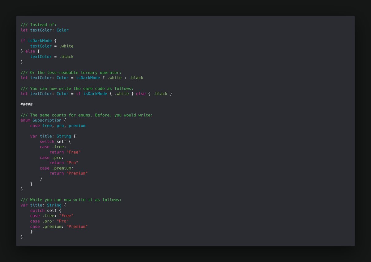 twannl's tweet image. The same code but shorter. What do you think?
avanderlee.com/swift/if-switc…    

#swiftlang #iosdev