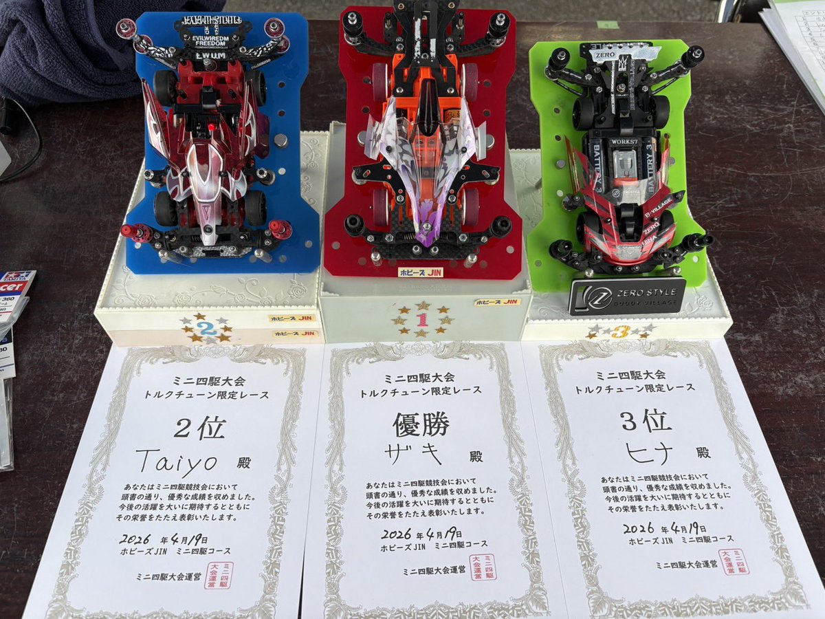yuu_ck1's tweet photo. 当日支給
トルクチューン限定
優勝　ザキ選手
2位　 Taiyo選手
3位 　ヒナ選手 https://t.co/lNQgAr9tQw