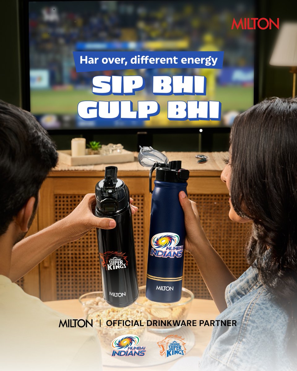 MiltonHomewares's tweet photo. Same couch, different sides 💙💛
Game on, opinions flying, every ball feels personal.
Good thing your hydration stays sorted through it all.

Pick your side and bring the game home.
Milton | Official Drinkware Partner 

#MiltonHomewares #StayCool #DrinkingPartner #Cricket #GameOn https://t.co/m1pn2hzCAB