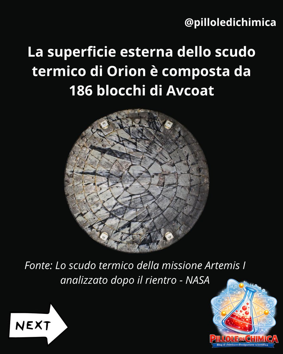 PChimica's tweet photo. 🚀 La chimica salva vite… anche dallo spazio

La capsula Orion affronta oltre 2000 °C al rientro grazie a materiali progettati per “sacrificarsi” 🔥

Dalla Luna all’oceano: è tutta chimica 🧪🌍 https://t.co/g8YMcqeiWQ