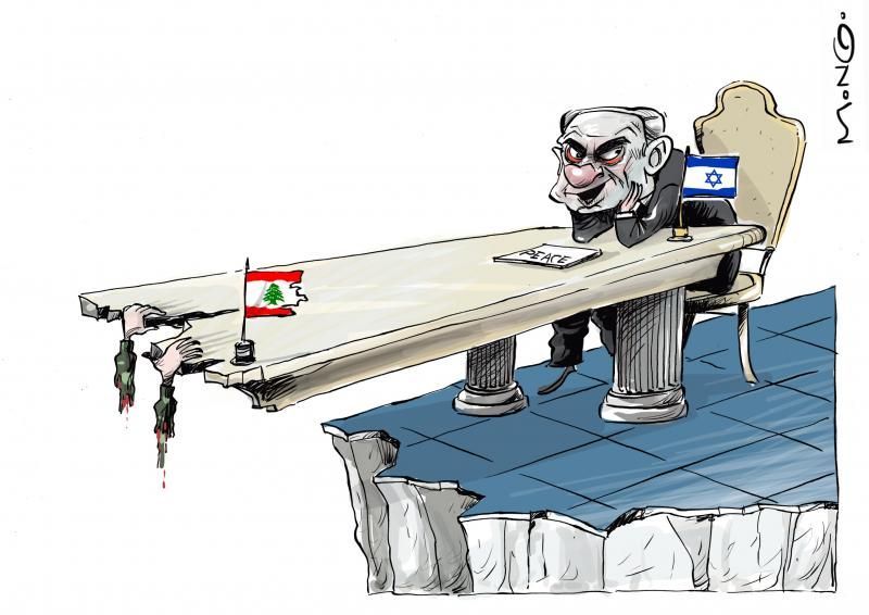 cartoonmovement's tweet image. Peace treaty. Cartoon by Ramón Díaz Yanes: buff.ly/YR6mXLX

#Lebanon #Israel #Netanyahu