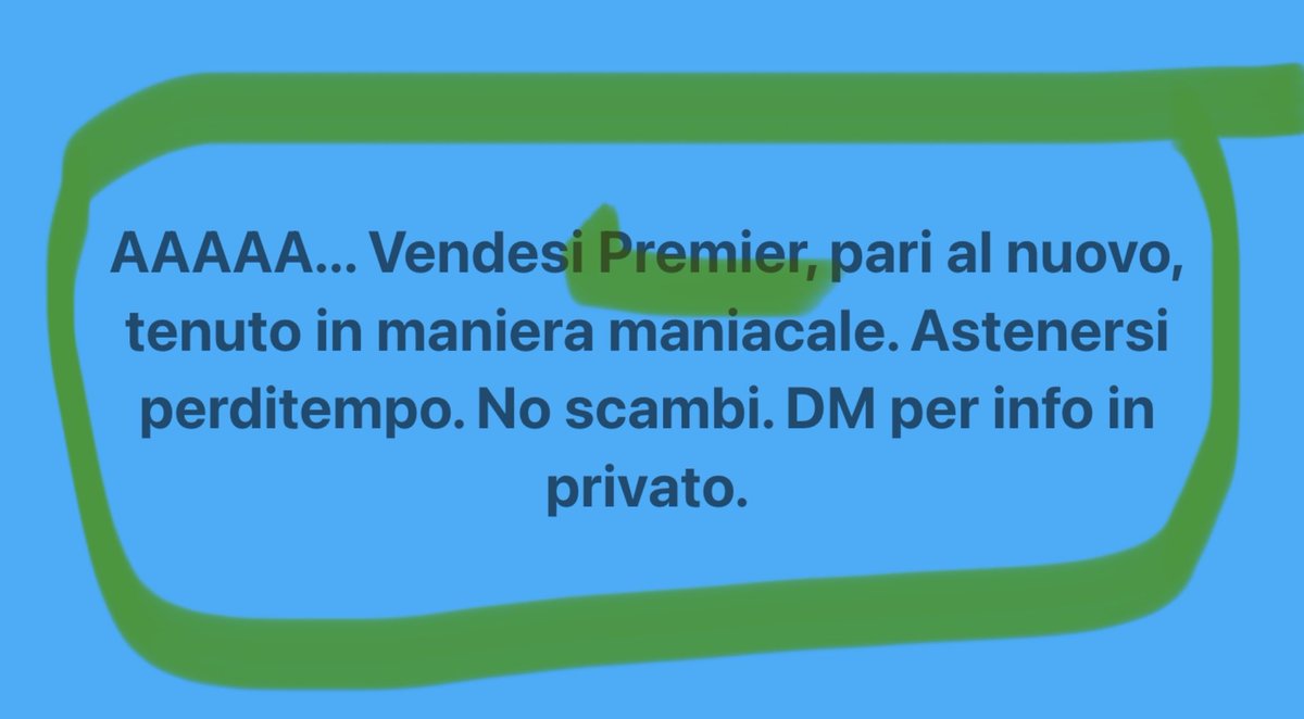 Vincent_Moro's tweet photo. AAAAA... Vendesi Premier, pari al nuovo, tenuto in maniera maniacale. Astenersi perditempo. No scambi. DM per info in privato. https://t.co/isD6478bhC