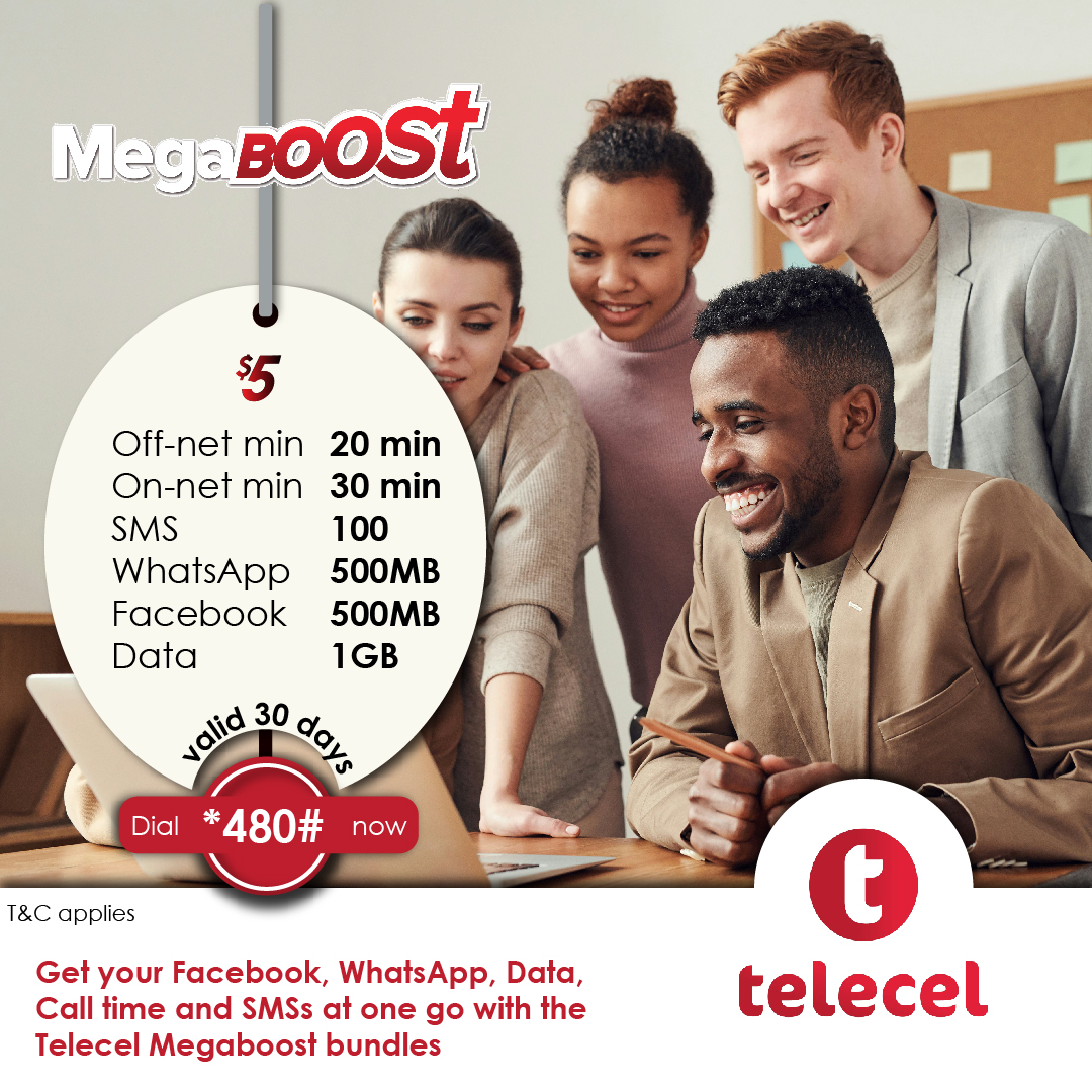 Telecel_Zim's tweet photo. Unbeatable Combo Deal! Enjoy affordable access to voice calls, data, WhatsApp, Facebook, andโall in one package! Why wait? Dial *480# now and stay connected with friends, family, and work.
#MegaBoost
#TellSomeOne https://t.co/CYTCAdRZEJ