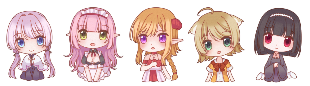 tymn_ito's tweet photo. 店番用に描いたミニキャラ達 https://t.co/XGxNHoZ6NW