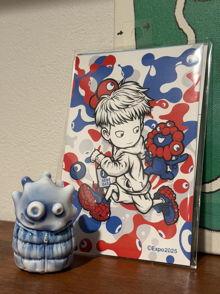 前田純さんがミャクミャクとコラボしていると知り、吉祥寺へ鑑賞に行ってきました
きっかけはハイパーギャロミフェスの素敵なカードだったのですが、原画にはまた違った魅力があって、本当に行ってよかったです

ポストカードをゲットしました
#リベストプラザ