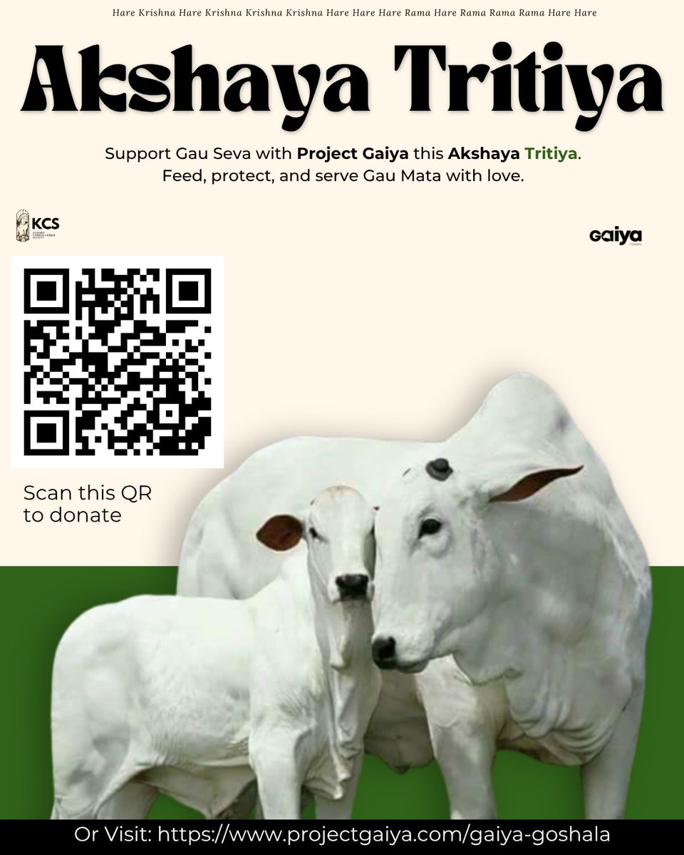 On the auspicious occasion of Akshaya Tritiya, donate for Gaiya Gaushala and receive Gopal’s unlimited grace! Below is the link!
projectgaiya.com/gaiya-goshala