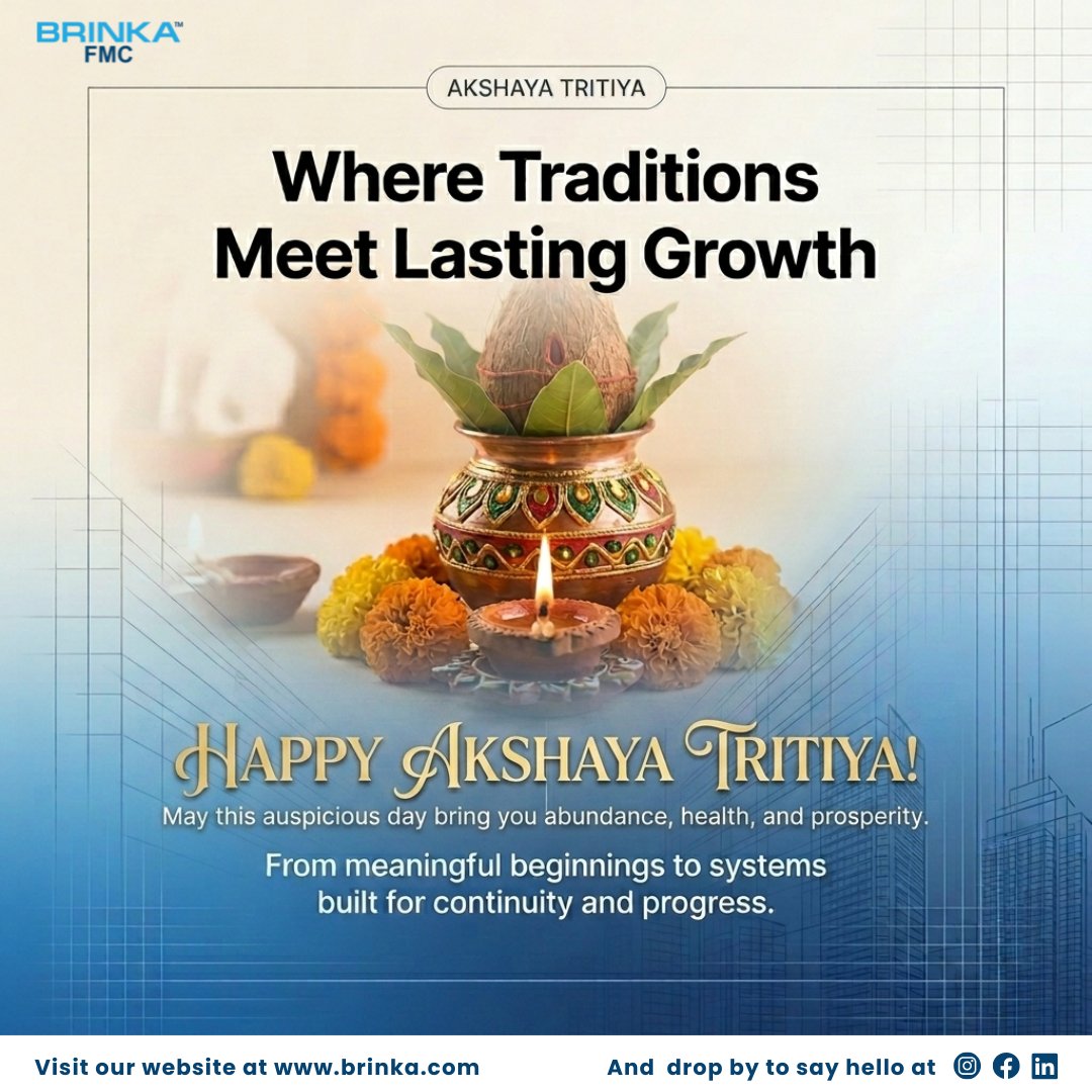 BrinkaFMC's tweet image. At BRINKA, we ensure your facilities stay at their best, preserving the value of your assets every single day.

Wishing you a day of growth and success. Happy Akshaya Tritiya!

#facilitymanagement #propertymanagement #housekeeping #akshayatritiya