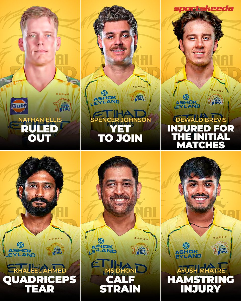 Sportskeeda's tweet image. The injury list keeps growing for CSK this season! 💔🤕

#IPL2026 #CSK #MSDhoni #Sportskeeda