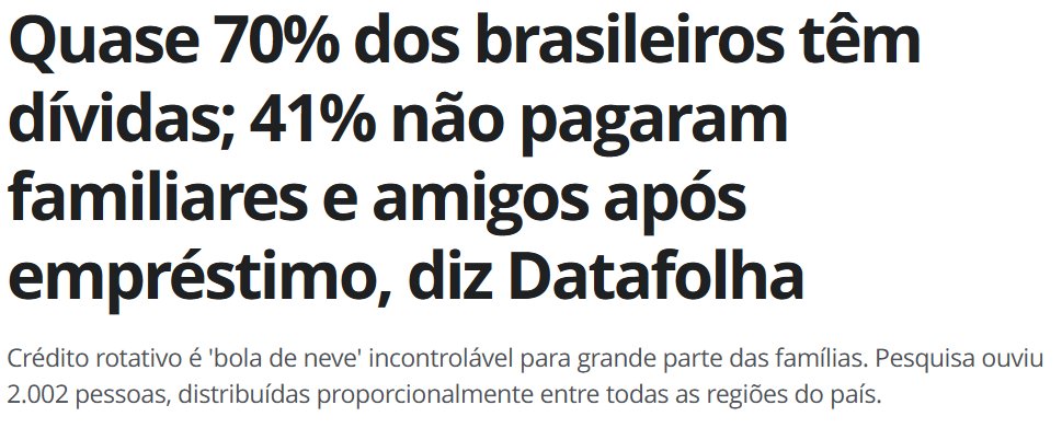 Digo, insisto e repito: não é só estatística, o humor dos endividados vai ser mais importante nessa eleição do que a famigerada preocupação com segurança pública.