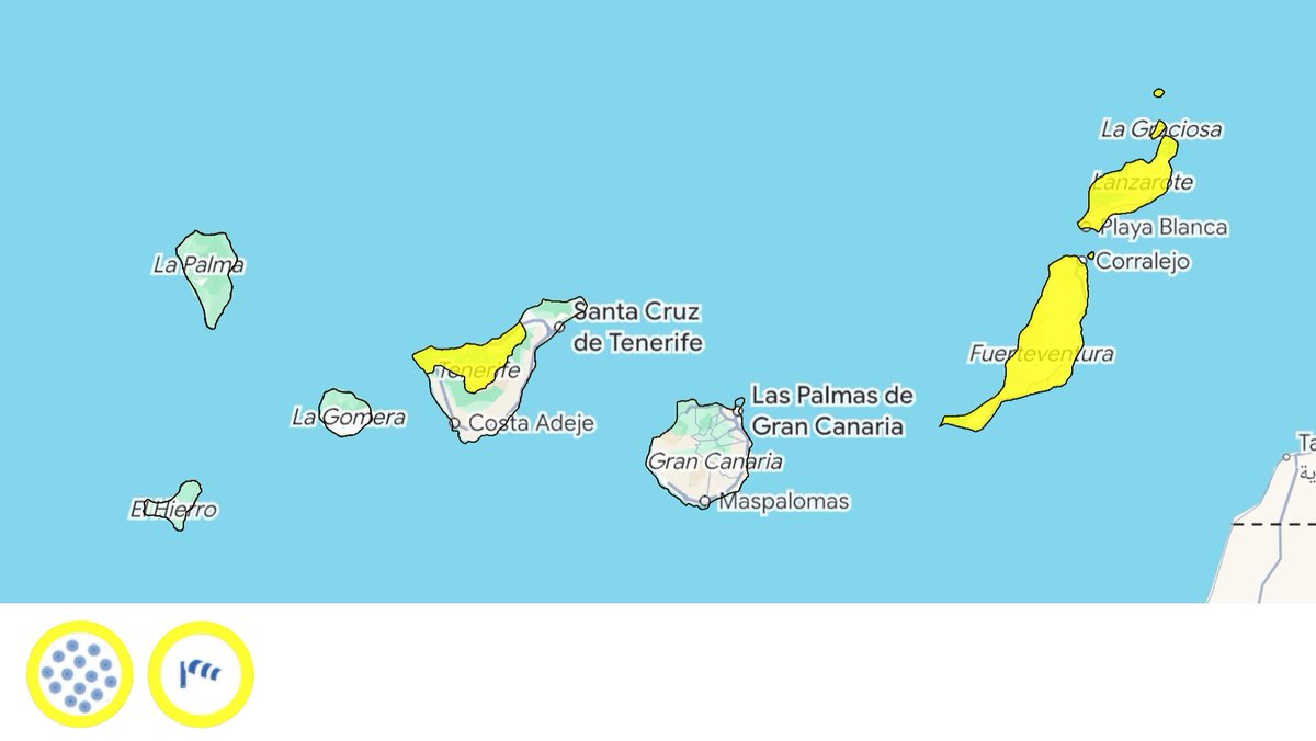 MeteoAvisosEsp's tweet image. AVISOS ACTIVOS MAÑANA 20/04/2026 EN LAS ISLAS CANARIAS:
Fuente: @AEMET_Esp
#AEMET #España #Meteo #temporal  #aviso #calima #viento #FMA #islascanarias #Viento