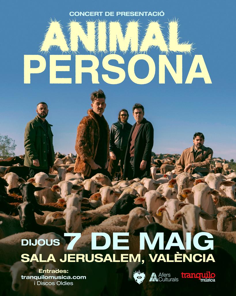 TRANQUILOMUSICA's tweet image. Animalpersona és el nou projecte de Carles Chiner, ex líder de Gener.
Podrem ser testimonis privilegiats de la seua presentació en societat el pròxim 7 de maig a la Sala Jerusalem

Entrades a la venda: bit.ly/49XB1pV