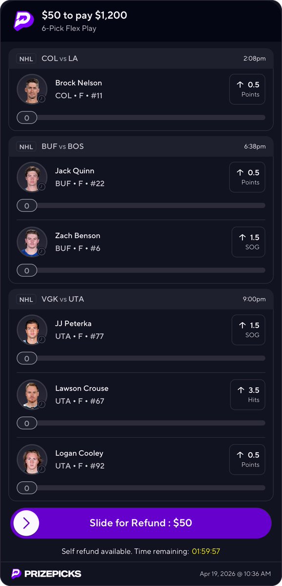 NHL 6 man 🏒🥅💰

prizepicks.onelink.me/gCQS/shareEntr…