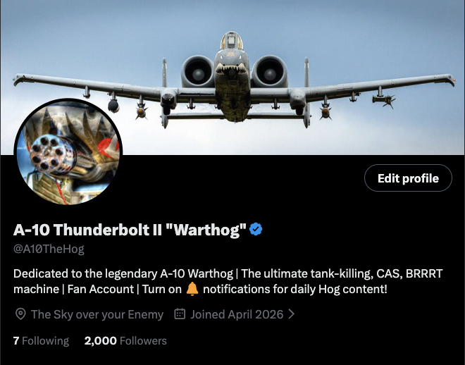 A-10 Thunderbolt II "Warthog" tweet media