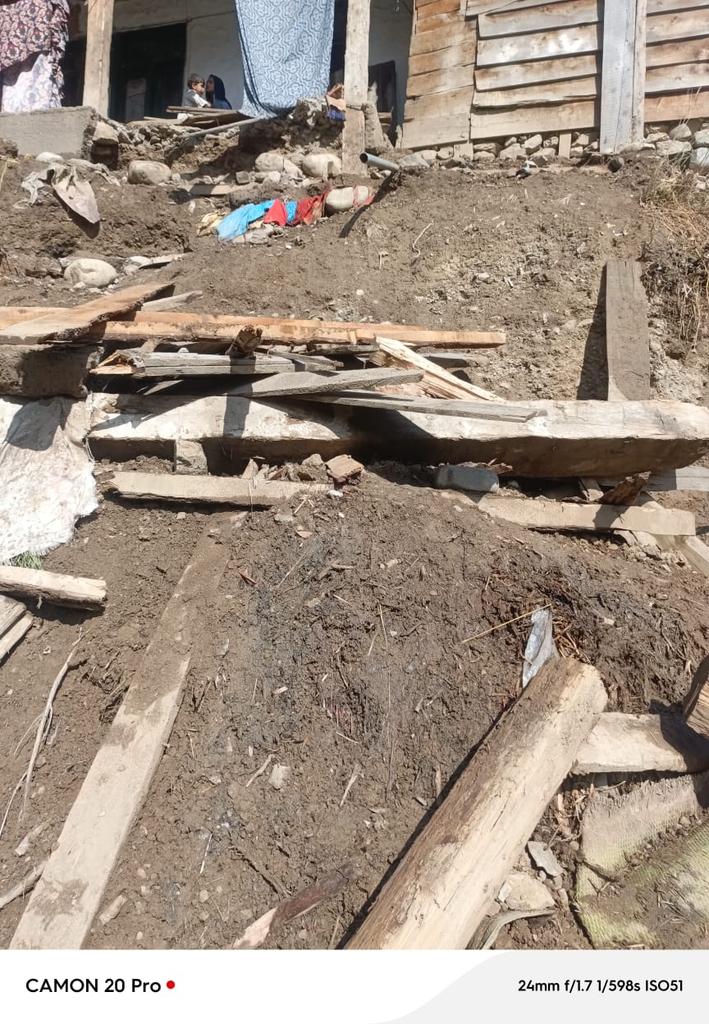 A portion of a house in Kalkot Dir Upper collapsed after constant rain following the #earthquake.