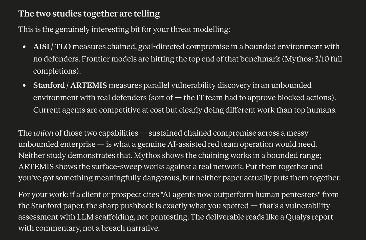 UK_Daniel_Card's tweet photo. I'm using claude to support my analysing some things....

I'm also using Claude to DO the things! I'm building up to getting claude to take on a bigger network than the one I did the other day.

#ai #RealityChecks #CyberSecurity #Infosec https://t.co/NOjhBXqPiz