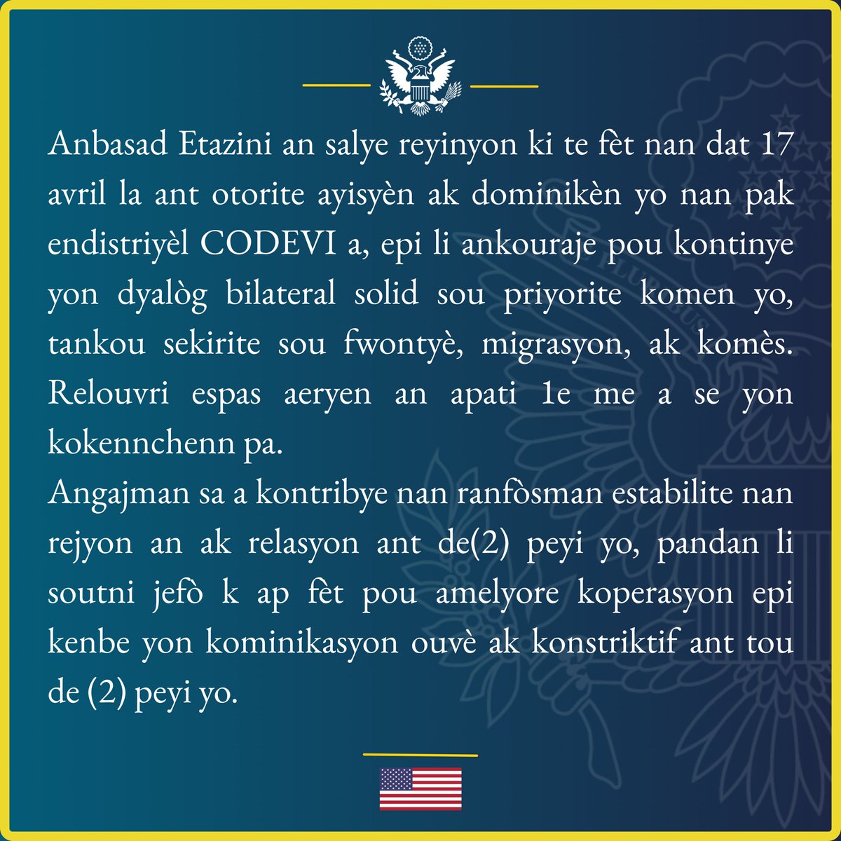 U.S. Embassy Haiti tweet media