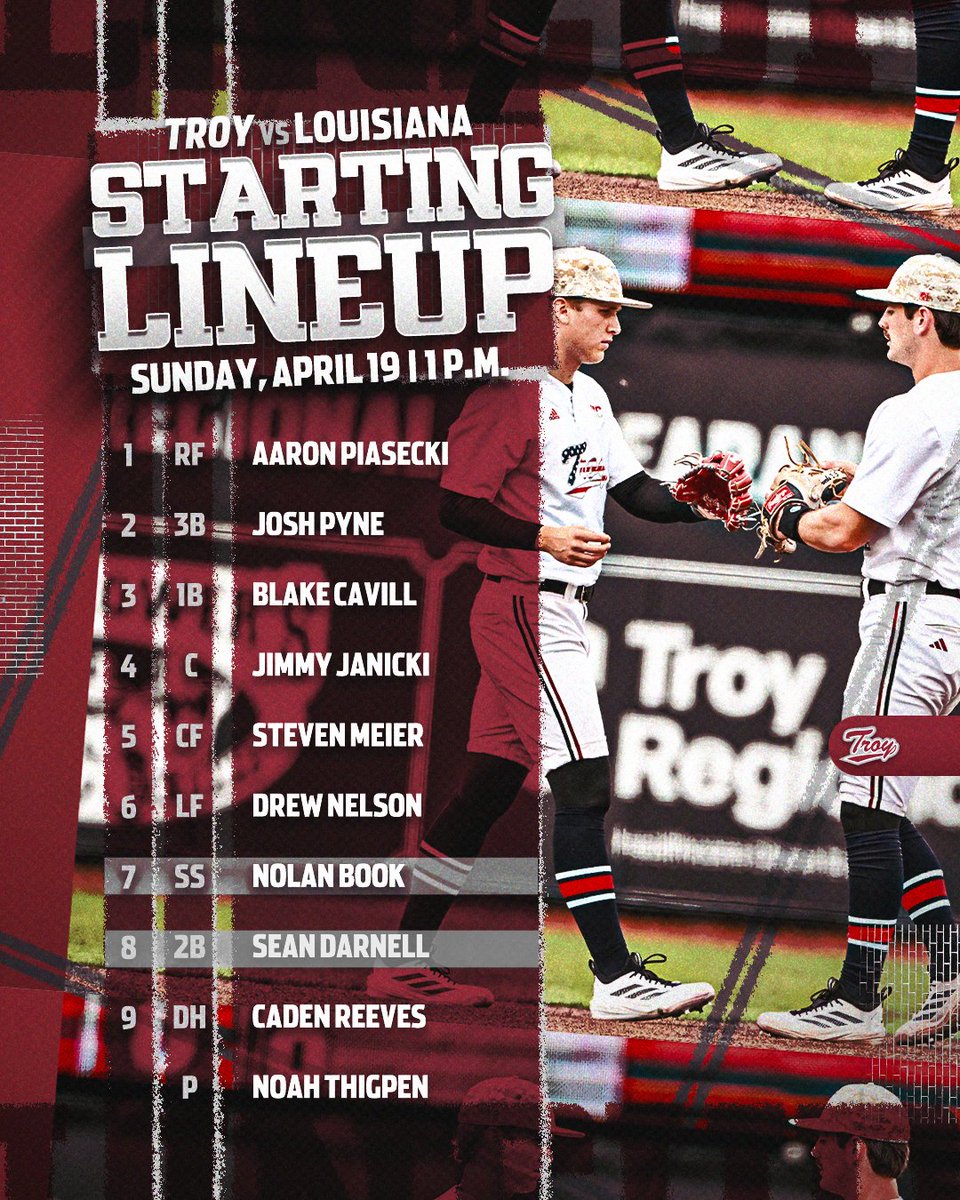 TroyTrojansBSB's tweet image. Game 4️⃣0️⃣ Lineup📝

📺 | gotroy.us/mys
📻 | gotroy.us/pfs
📊 | gotroy.us/j3i

#WTD | #OneTROY⚔️⚾️