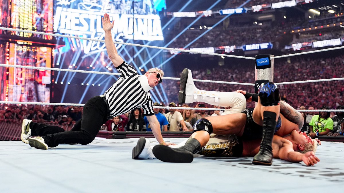 FollowsTheDream's tweet photo. I thought the low blow would be enough to catch him with a Super Cody Cutter but to my demise, I was caught in an RKO of his own. This clown Pat came right back thinking he had any kind of referee power at all. Either way, he screwed himself because Randy can’t contain himself. https://t.co/wo61QjuCbw