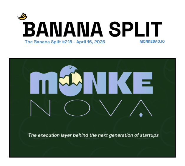 MonkeDAO's tweet photo. The Banana Split #218 is here!

Introducing MonkeNova 🎯
Built by Monkes, for Builders.

Happy Sunday!

Links below 🔗👇 https://t.co/gnNxV2wJND