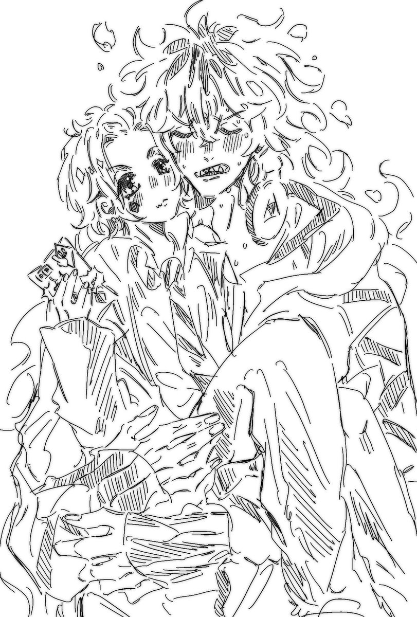 小さくなったクラスメイトの♦を抱っこしてる兄属性の💀が見たかったという絵