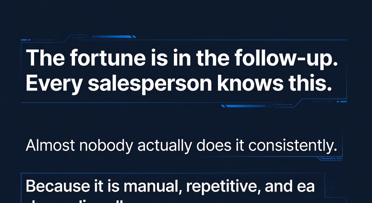 Introgr8's tweet image. The fortune is in the follow-up.

Every salesperson knows this. Almost nobody actually does it consistently.

Because it is manual, repetitive, and easy to skip.

AI does not skip.

introgr8.com

#Portland #SmallBusiness #AIIntegration #Introgr8 #SmallBiz