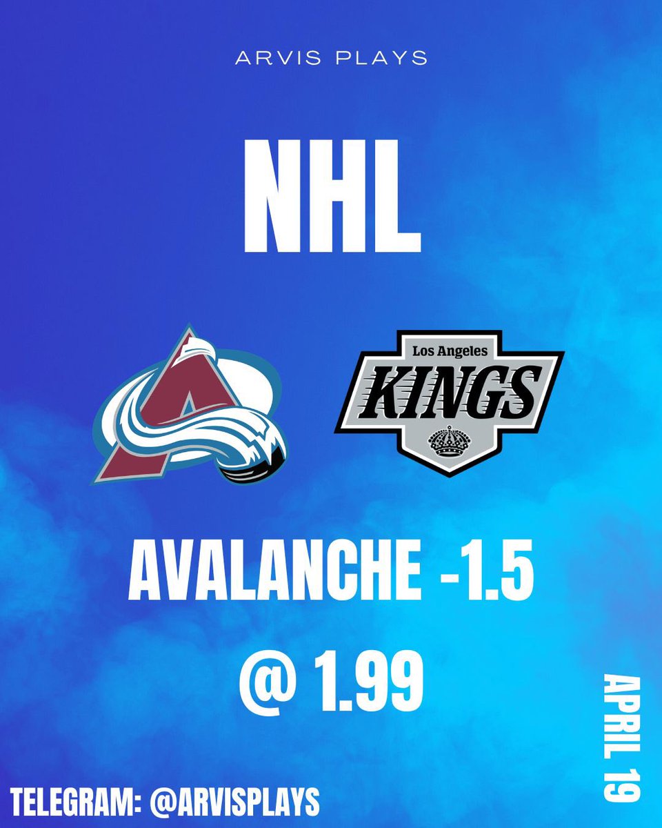 arvisplays's tweet photo. 🏒 NHL

Colorado Avalanche - Los Angeles Kings
Pick - Colorado Avalanche -1.5
Odds - 1.99 (-101)
Stake - 2.5% /u

Series prediction: 4-0 Colorado

I don’t see many chances for the Kings in this series. In my opinion, they’re not at the same level and maybe even overachieved to get here. Colorado should dominate this matchup and start strong in Game 1. I like the puck line here.

LET'S GO! 🫡👀🚀