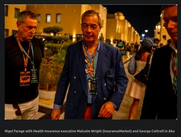 jdpoc's tweet image. #Reform are clearly planning to illegally pillage the expats (migrants) in #Dubai for cash.

Oh, also Farage met up with (but of course) Fossil Fuel Billionaires and multiple Private Health Execs.

Which tells you who Reform's paymasters are.