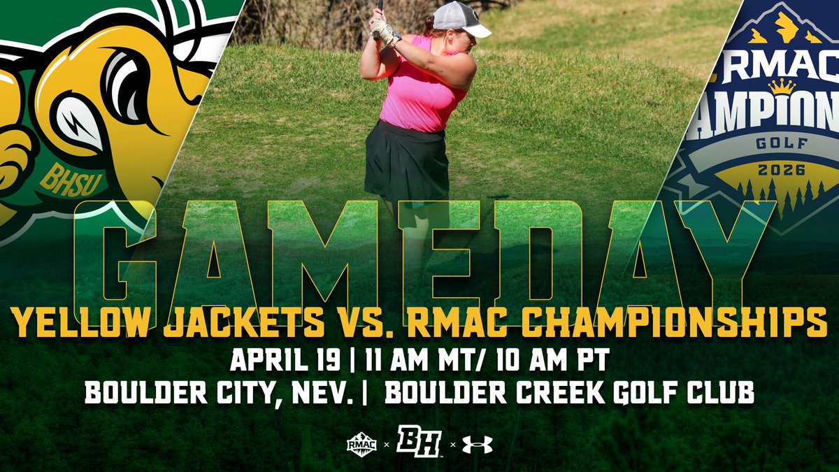 BHSUAthletics's tweet photo. GAMEDAY‼️

@BHSUGolf at RMAC Championships

📅 - 4.19.2026
⏰ - 11 AM MST/ 10 AM PST
📰 - https://t.co/o30BTa74hy
📊-https://t.co/ShzkTJz2u1
📍 - Boulder City, Nevada. (Boulder Creek Golf Club) https://t.co/kiK4WhtqdF