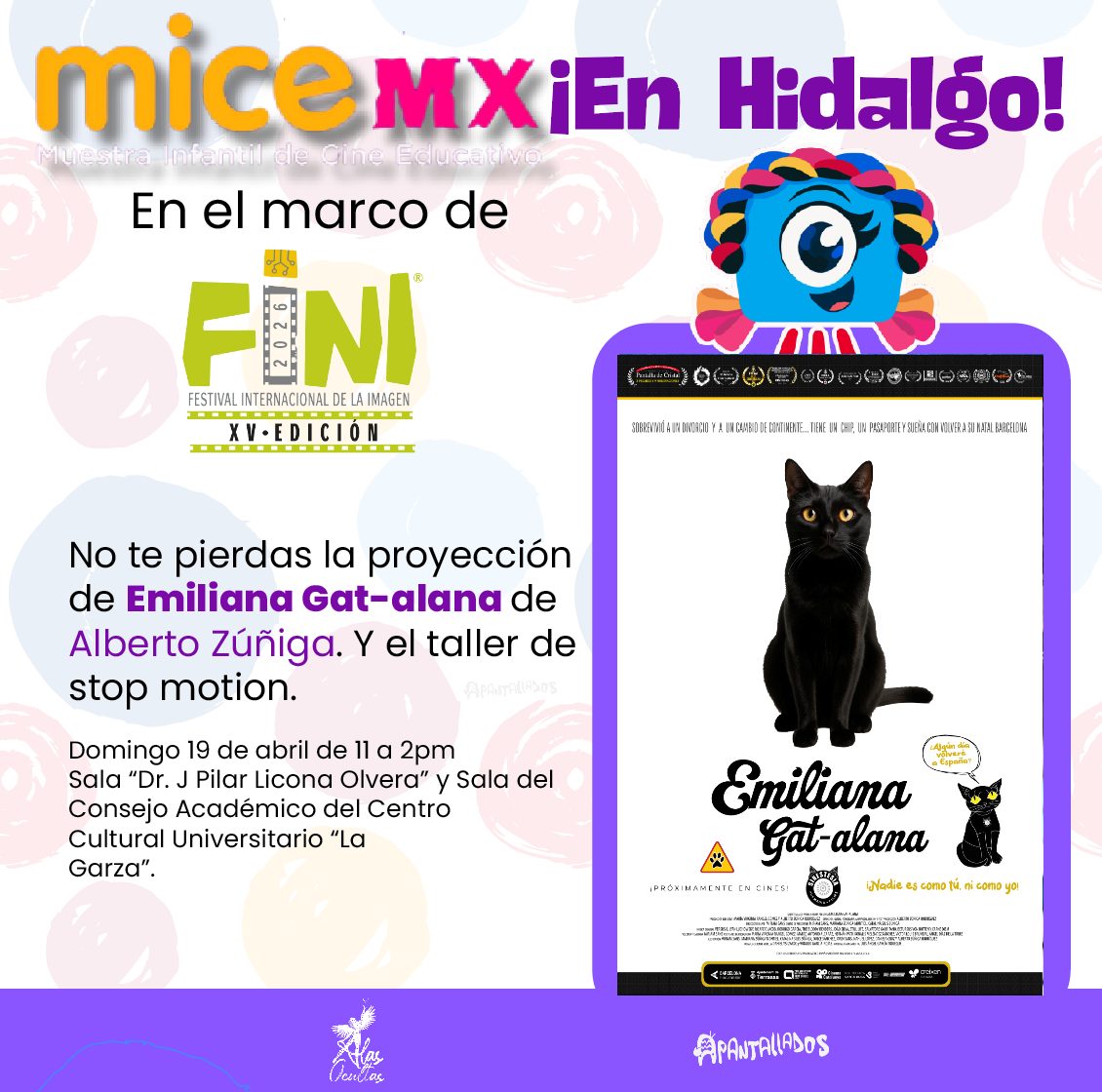 Sinestesia_cine's tweet photo. Hoy en #Hidalgo
En el marco del @finimx nuestra película para infancias #EmilianaGatalana se proyecta de la mano de la #MICEMX.
Un honor para nosotr@s.
#cineinfantil #cineparaniñasyniños #gatos #gatosnegros https://t.co/7f78g8mNob