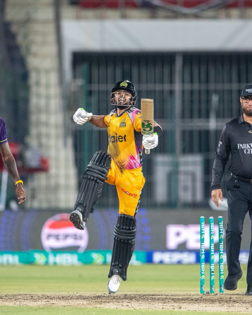 thePSLt20's tweet image. Sweat. Grit. Determination. 

Babar's celebration after that tremendous century had all the emotions 🤩

#HBLPSL11 |#NewEra | #PZvQG