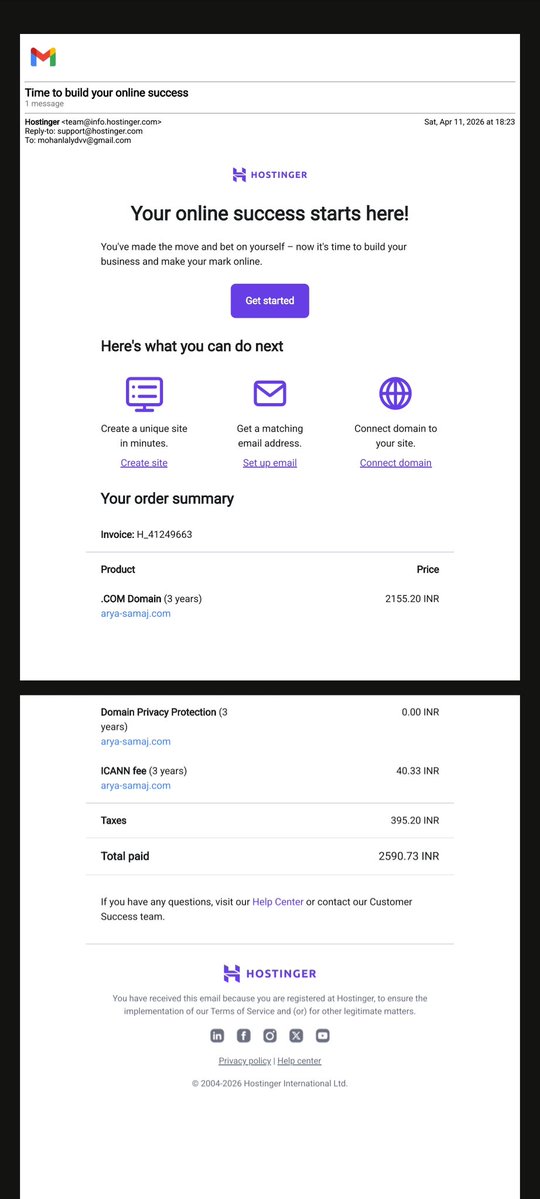Bindeshyadav3's tweet image. @Hostinger is now blaming “setup delay” and “user info” after their system failed to register my domain even after payment &amp;amp; confirmation.
WHOIS shows domain was taken hours later.
Clear case of service failure. No proper resolution yet.
#Hostinger #ConsumerRights @jagograhakjago