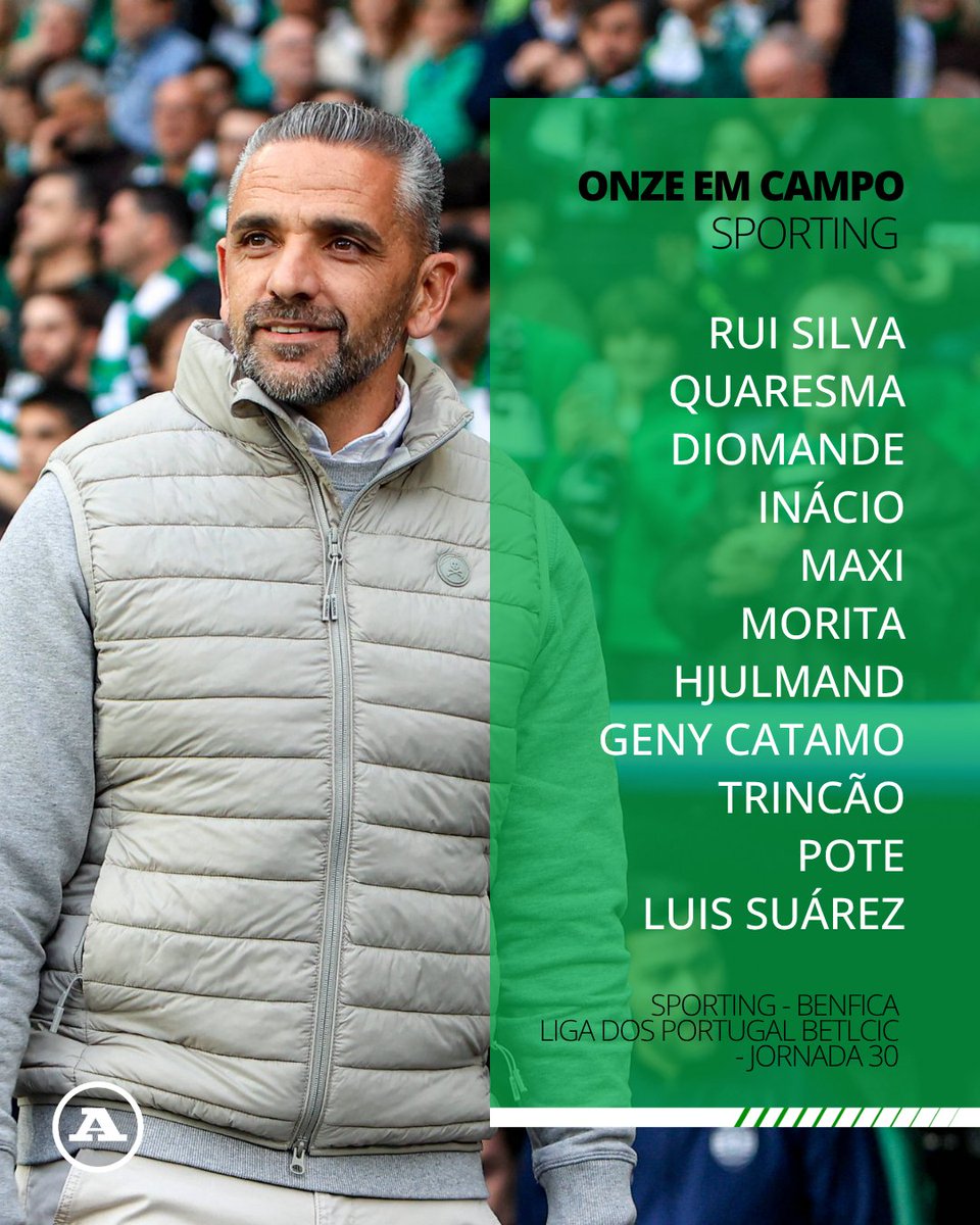 abolapt's tweet photo. Eis os onzes iniciais do Sporting e do Benfica para o eterno dérbi. ⚽🔴🟢
#sporting #benfica #derbi #abolanoderbi https://t.co/WhByrYPeea
