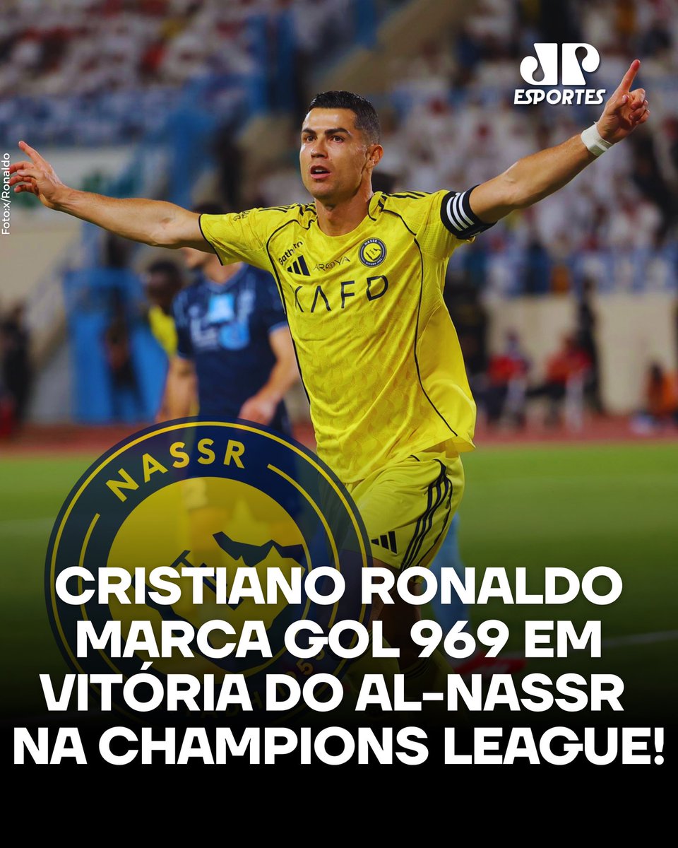 JovemPanEsporte's tweet image. FALTAM 31! 🔥 Cristiano Ronaldo anotou na vitória do Al-Nassr sobre o Al-Wasl pela Champions League Asiática e atingiu os 969 na carreira! 

#AlNassr #Ronaldo #CR7