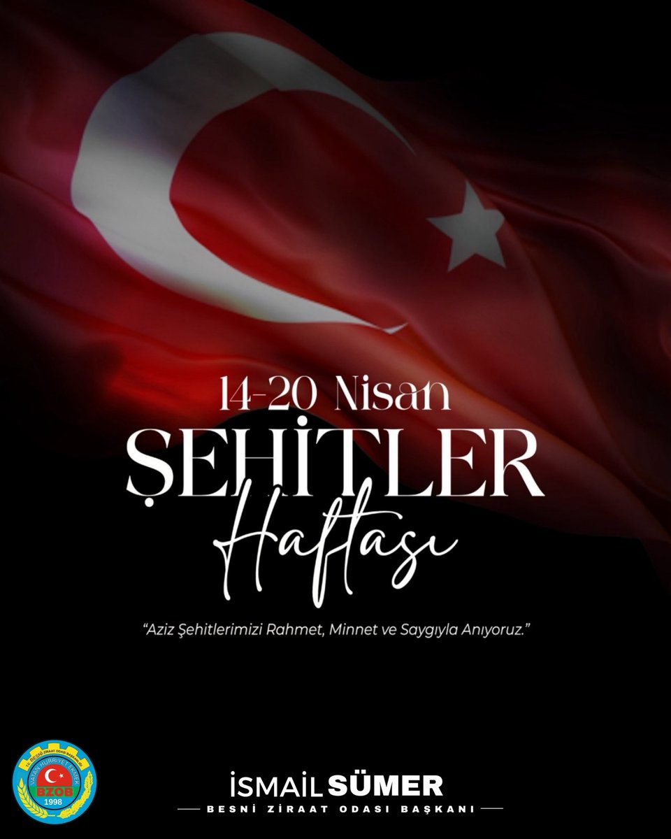 isumerresmi's tweet photo. 14–20 Nisan Şehitler Haftası vesilesiyle; vatanımızın bölünmez bütünlüğü milletimizin huzuru ve ay yıldızlı bayrağımızın ilelebet dalgalanması uğruna canlarını feda eden aziz şehitlerimizi rahmet, minnet ve saygıyla anıyorum

Ruhları şad, mekânları cennet olsun

#ŞehitlerHaftası https://t.co/dducVInpic