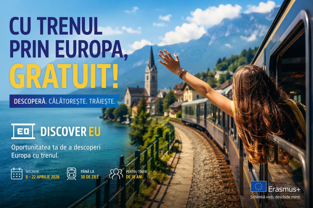 ValentinD's tweet photo. Europa GRATIS pentru tineri de 18 ani! https://t.co/7HCL0mEabk
Aplică la DiscoverEU până pe 22 aprilie și pleacă în aventura vieții tale 🌍 https://t.co/pfeHLZ3NOp
