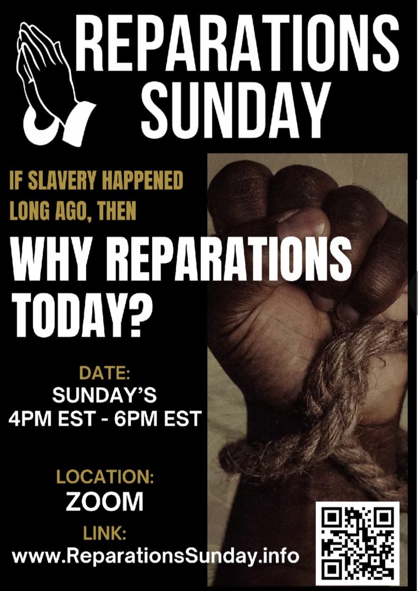 TamaraShealey's tweet image. The #FultonCounty Reparations Task Force presented its Harm Report this past week and since then the questions about #reparations have been tremendous! Join me today and the next 4 Sunday's, 4pm EST - 6pm EST via ZOOM, to understand #reparationsnow. #gapol #Georgia #TamaraShealey