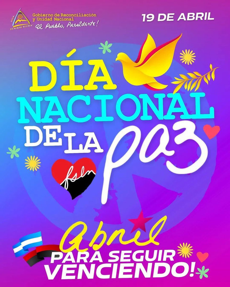#Nicaragua

Hoy es el Día Nacional de la Paz, desde nuestro gran espíritu nace la Luz, vida, verdad y amor por Nicaragua.

#AmoraNicaragua