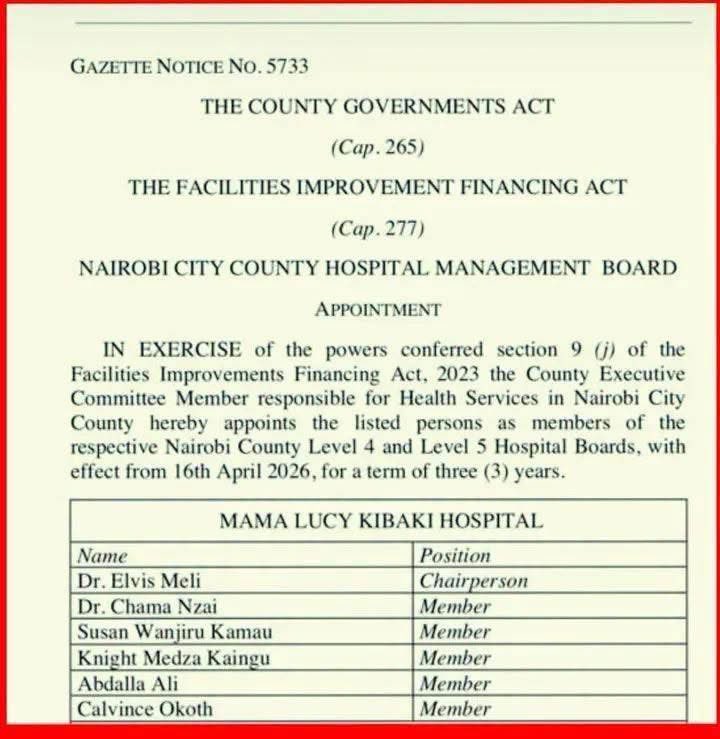 Elsewhere in Nairobi County , Calvin Okoth, aka Gaucho “Ghetto President,” now in charge of doctors after landing a spot at Mama Lucy Hospital board .

Awuoro 🤣 😅😅