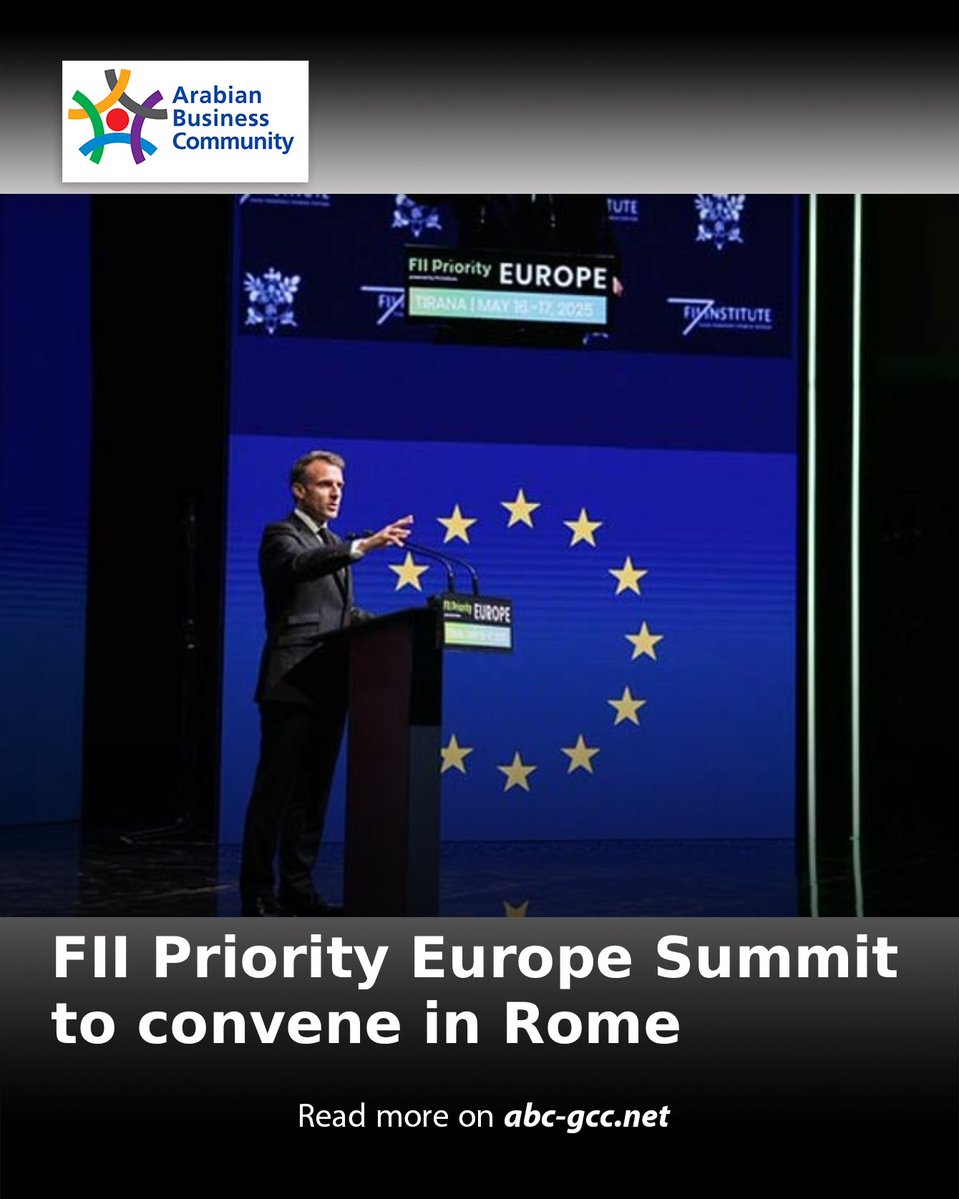ABCinGCC's tweet image. The Future Investment Initiative Institute has announced FII Priority Europe Summit, taking place June 17–19, 2026, in Rome, Italy.

Read more on abc-gcc.net/News/1/394813

#ABCNews #Summit #Investment #Italy