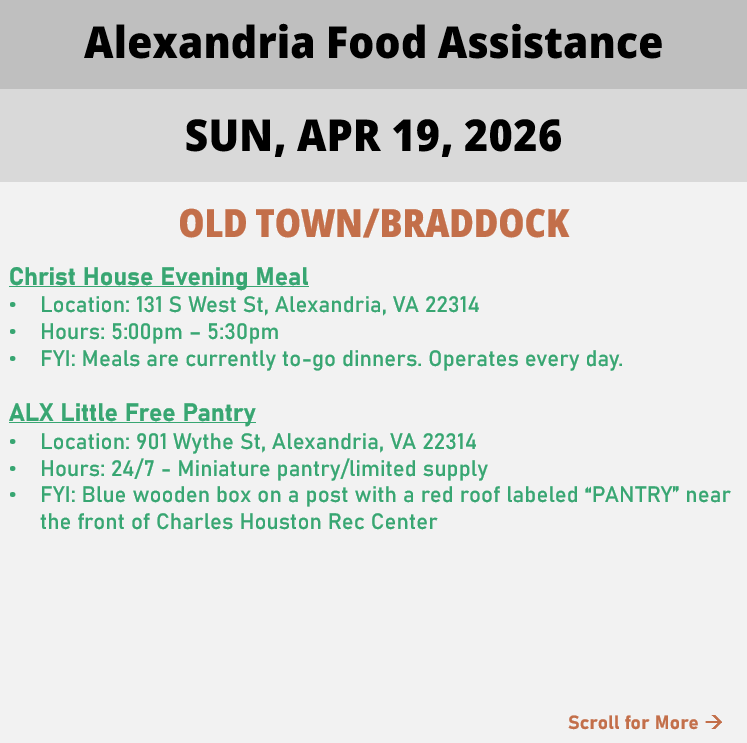 hungerfreealx's tweet image. (Post 2 of 2) On Sunday, April 19, 2026, here are open locations in Alexandria, VA for food assistance, organized by neighborhood. Everybody deserves to eat. #help #finding #food #alexandriava