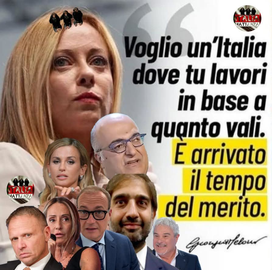 SenatoreF's tweet image. è finita l'era #amichettismo della sinistra, eh? #meloni. Che infame da vergogna  ha trasformato #rai telemeloni , l'Italia in una  business pro "familismo deluxe" con i soldi nostri Merito di essere sorelle, cognati.cugini #lollobrigida 
con tessera #Fdi.Vai a casa e nasconditi