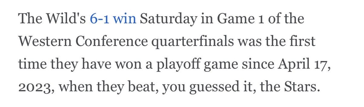 kirschty's tweet photo. @ryan_s_clark You might want to check your facts, Ryan. The Wild were in the playoffs last season. https://t.co/fgmVRlUTF6