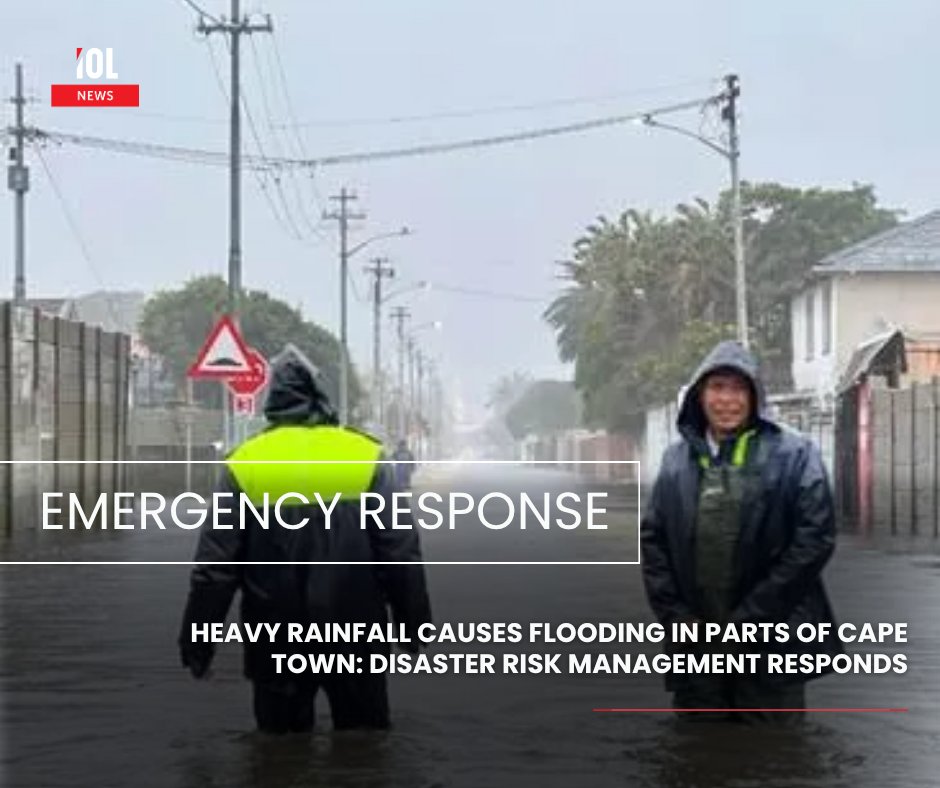 IOL's tweet image. Disaster Risk Management teams are assessing flooding damage in Cape Town after heavy rainfall hit Nyanga, Brown’s Farm and Parkwood, confirming structural impacts and ongoing urgent inspections underway across communities. 
#CapeTown #Nyanga #BrownsFarm #Parkwood #Flooding