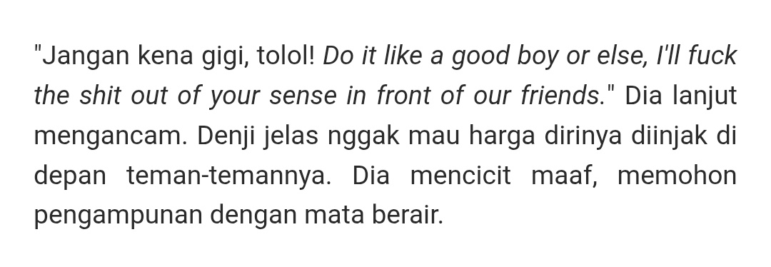 saturnlitte's tweet photo. Mw ikut tmi. Sempet coba terjun ke pekob lokal tapi cuma sesaat, karena ternyata emang diri ini lebih into sama pekob english🖐😔 kalau eng dtalk di otak w lancar banget tp kalau indo mikir bgt

Trus enih contoh dtalk in english yg bikin w panas dingin dari author fav gweh🖐😔 https://t.co/CFrV4AY7Ug
